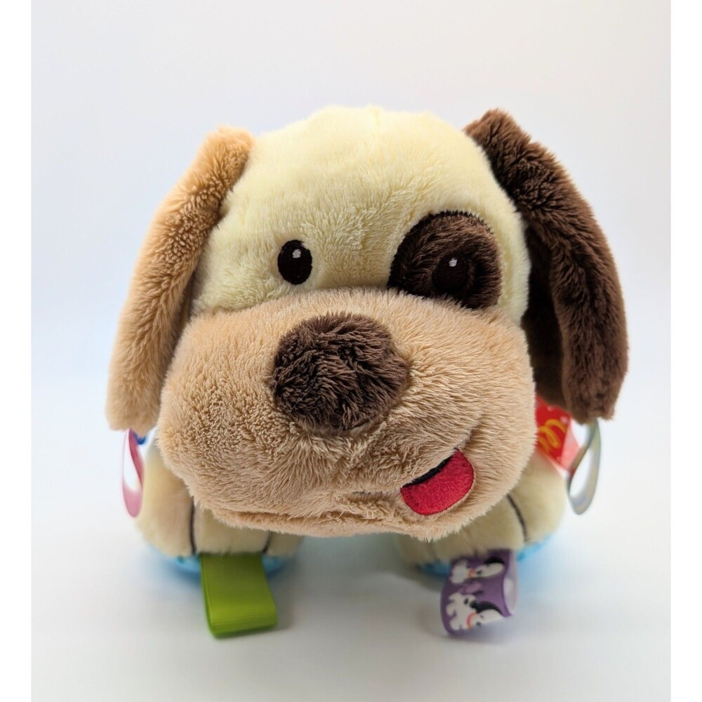 Taggies Plush Yellow Beige Dog Rattle Stuffed Animal Baby Toy 10"